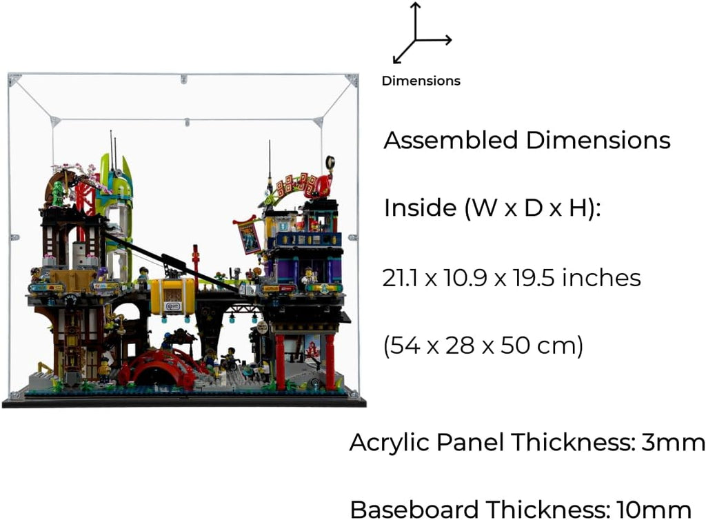 Acrylic Display Case Compatible for Lego NINJAGO City Markets #71799, Dustproof Display Case (Case Only) (Lego Sets are NOT Included)