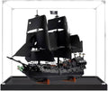 Dustproof Clear Acrylic Display Case,Designed for Lego 10365 Caribbean Pirate Ship Model Dustproof Box, Storage Box(Model Kit Not Included) (Black Base 2mm)