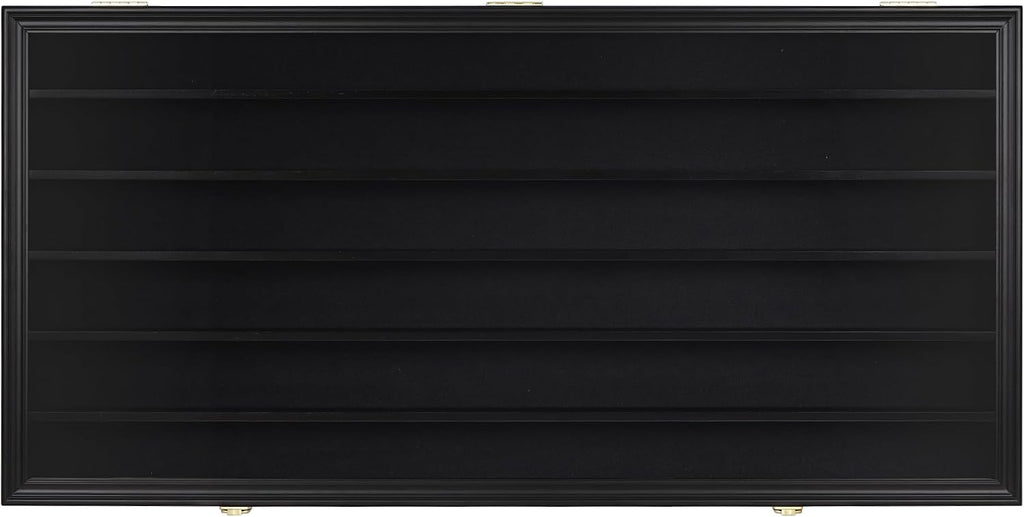 HO Scale Model Train Display Case Rack Wall Cabinet Wall Shelves Compatible with Hot Small Car Wheels 1:64 ad 1:43 Scale Toy Cars w/98% UV Protection- Lockable (Black Finish)