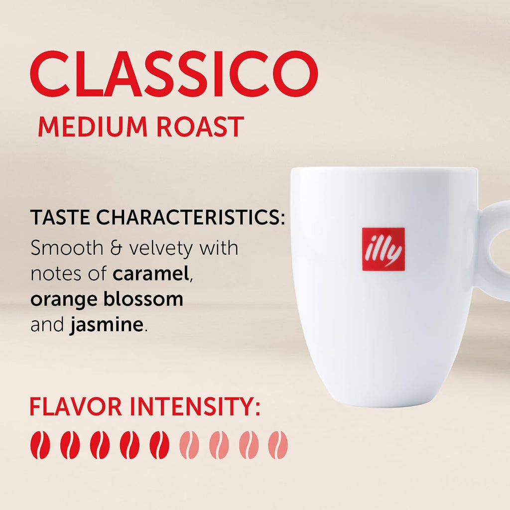 illy Coffee K Cup, Pods for Keurig Machines, Classico Medium Roast, 100% Arabica, Premium Italian Coffee, 32 Count, 4 Pack