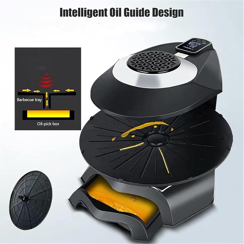 Electric Grill, Electric Smokeless Indoor Grill Machine, 1~80 Minutes/80-280°C Adjustable/360° Automatic Rotation and Non-Stick, for Restaurants, Stalls