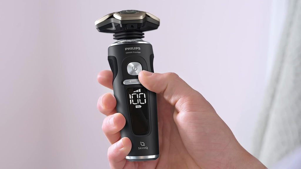 Philips Shaver Razor Series 9000 Prestige, Wet and Dry Electric Shaver, Lift & Cut Shaving System, SenseIQ Technology, Precision Trimmer, Cleaning Pod, Premium Case, Black Matte, Model SP984