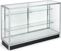 Displays2go Free‑Standing Glass Display Case, 60' Retail Glass Showcase with Locking Sliding Doors & Aluminum Frame (IEV5WKD)