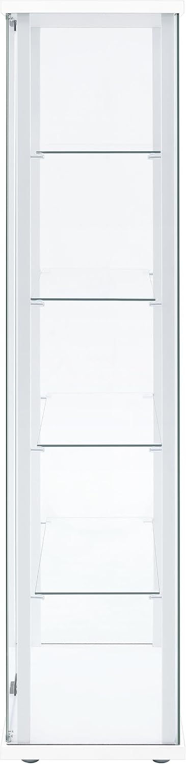 Coaster Home Furnishings - Delphinium - Glass - 4-Shelf Curio Cabinet with Wood Top and Base, Two Doors, and Chrome Hardware - Living Room - 64-Inch - White - 950170WHT