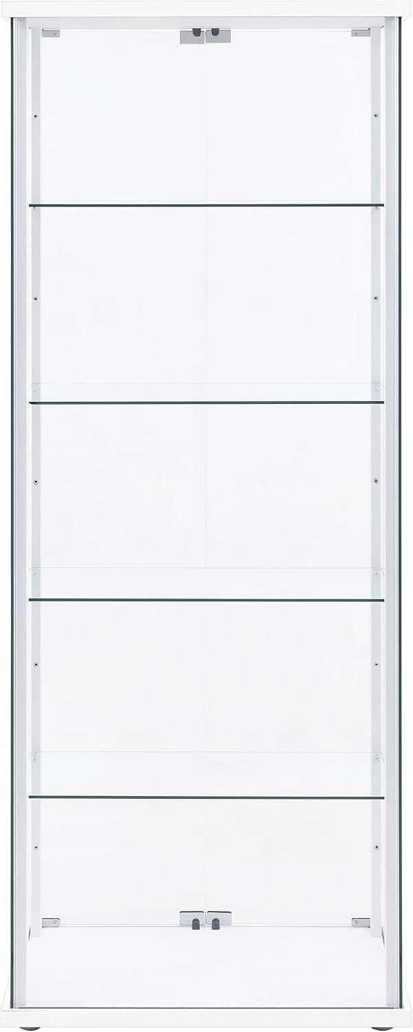 Coaster Home Furnishings - Delphinium - Glass - 4-Shelf Curio Cabinet with Wood Top and Base, Two Doors, and Chrome Hardware - Living Room - 64-Inch - White - 950170WHT