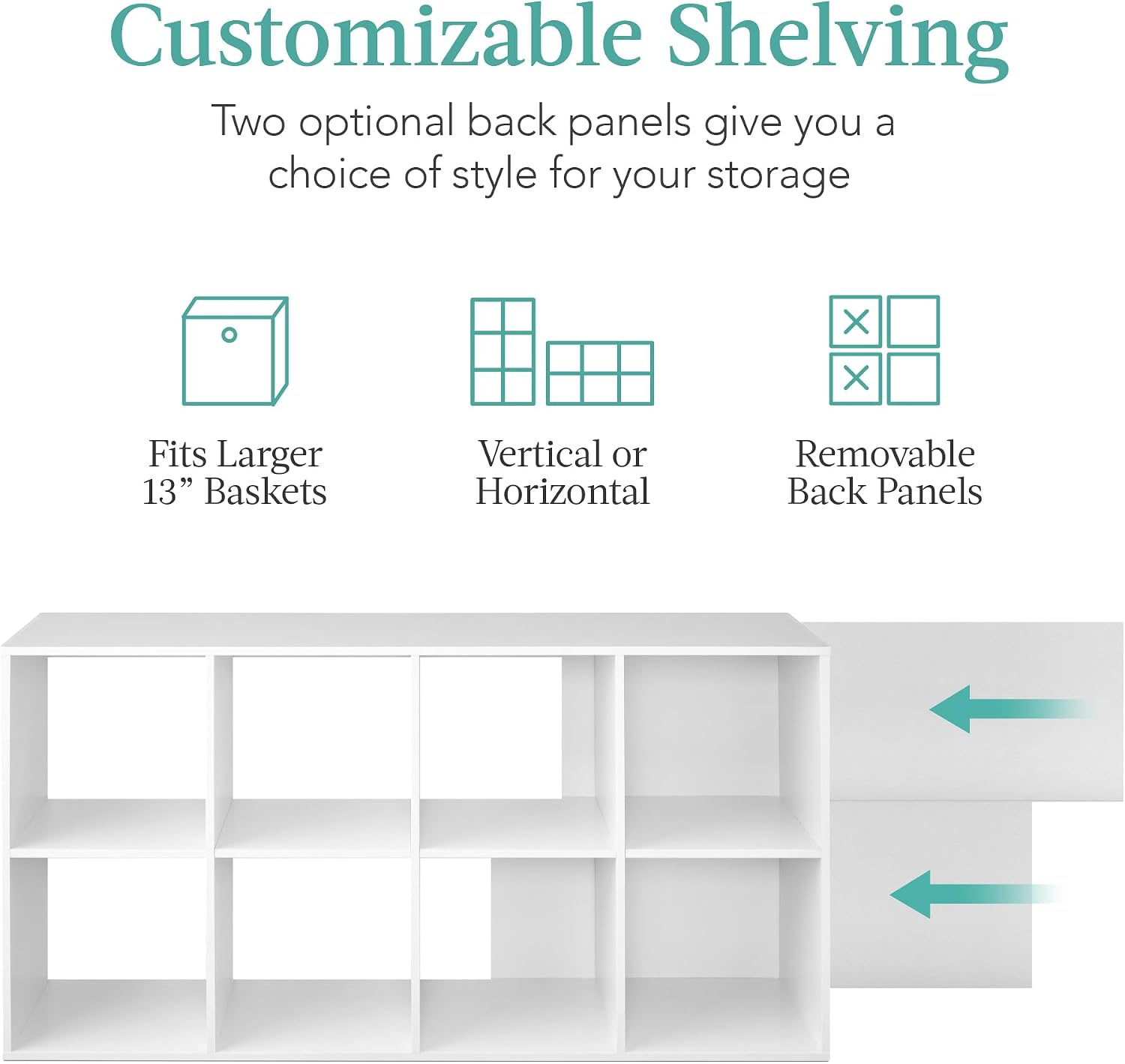 Best Choice Products 8-Cube Storage Organizer, 13.5in Shelf Opening, Bookcase, Display Shelf, Customizable w/ 2 Removable Back Panels – White