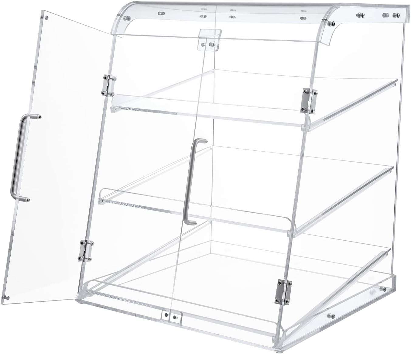 Pastry Display Case,Cookie Display, Professional-Grade Retail Bakery Display Case,3 Tier Premium Clear Acrylic Bread Box,with Removable Trays and Magnetic Rear Doors for Home or Commercial Use