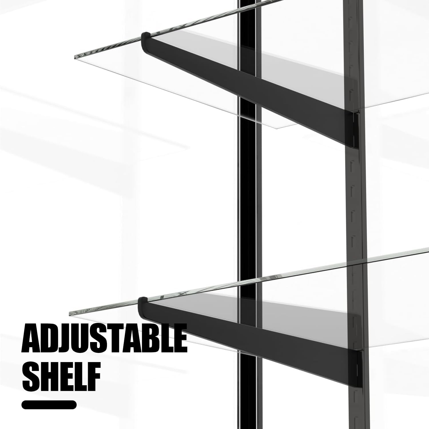 70'D * 20'W * 38'H - Retail Full Vision Showcase - Glass Display Cabinet with Black Aluminum Frame and led Lights