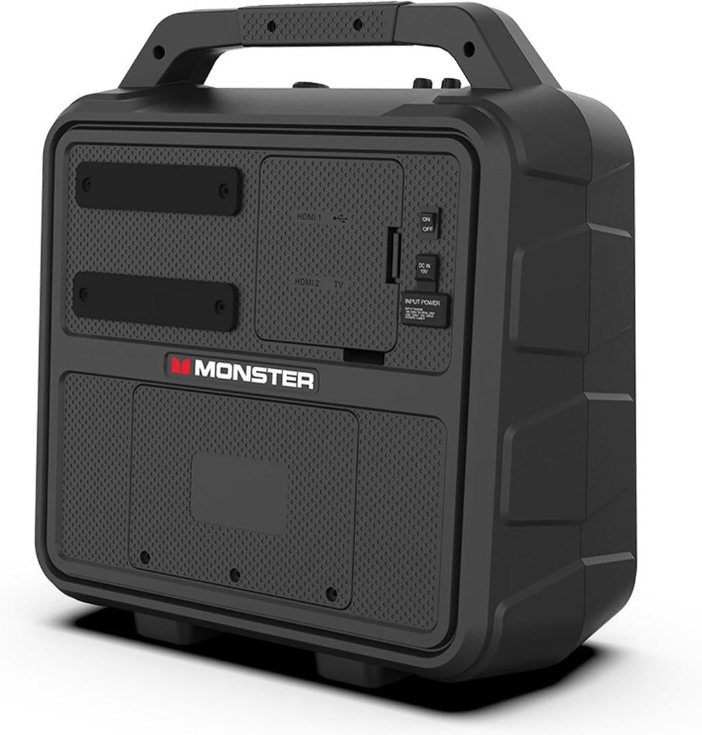 Monster Vision 2 | Portable Entertainment System with 15.6' 1080p Display & 60W Speakers | up to 25 Hours of Playtime | Dual HDMI Ports | Includes USB-C to HDMI Cable | ATSC Tuner for Portable TV use