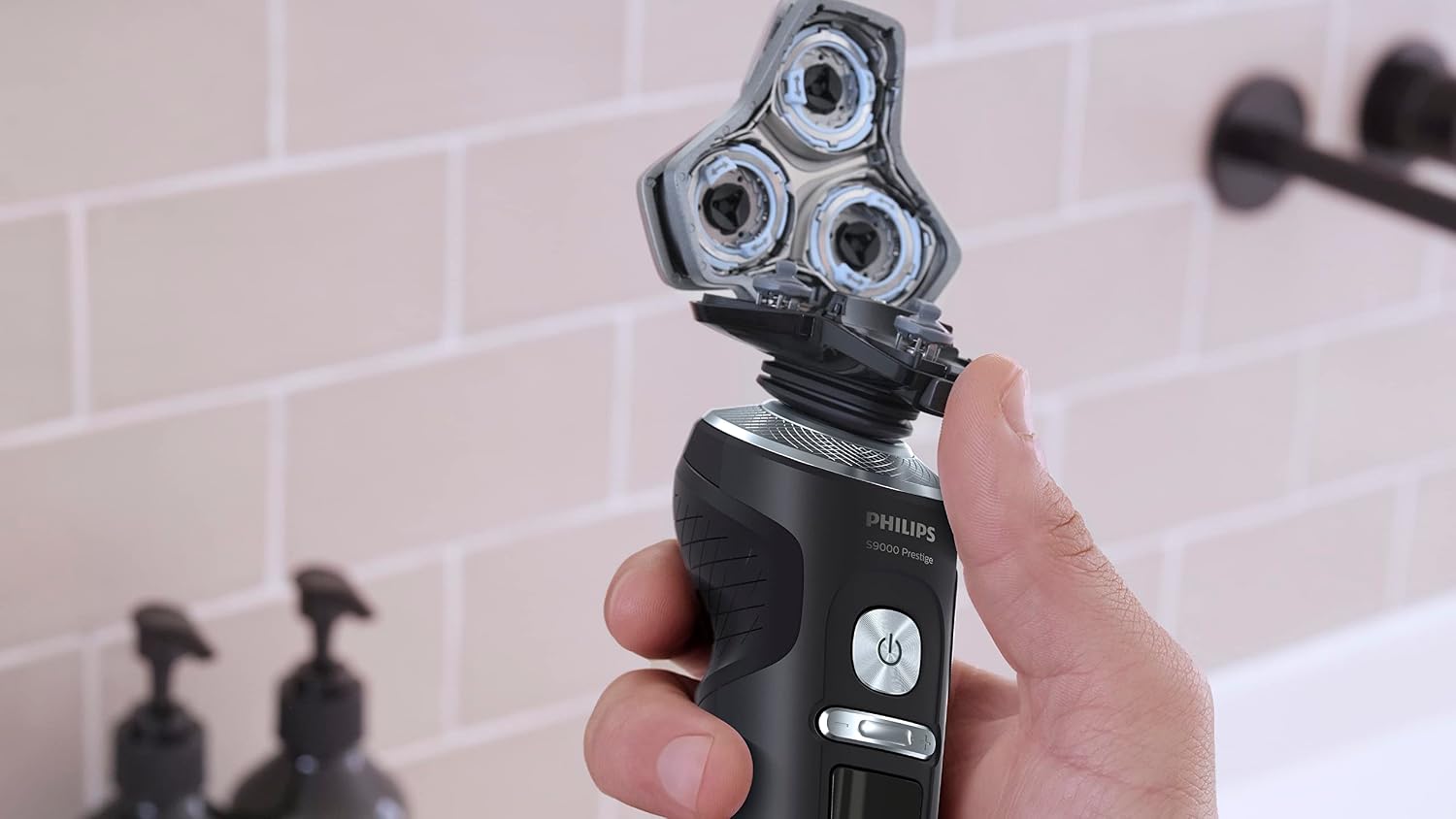 Philips Shaver Razor Series 9000 Prestige, Wet and Dry Electric Shaver, Lift & Cut Shaving System, SenseIQ Technology, Precision Trimmer, Cleaning Pod, Premium Case, Black Matte, Model SP984