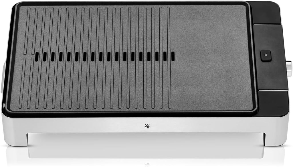 WMF Lono 0415340011 Electric Grill and Griddle, 2300W, Stainless Steel 18/10 Cromargan, Large Grill & Griddle Surface, Non-Stick Coating