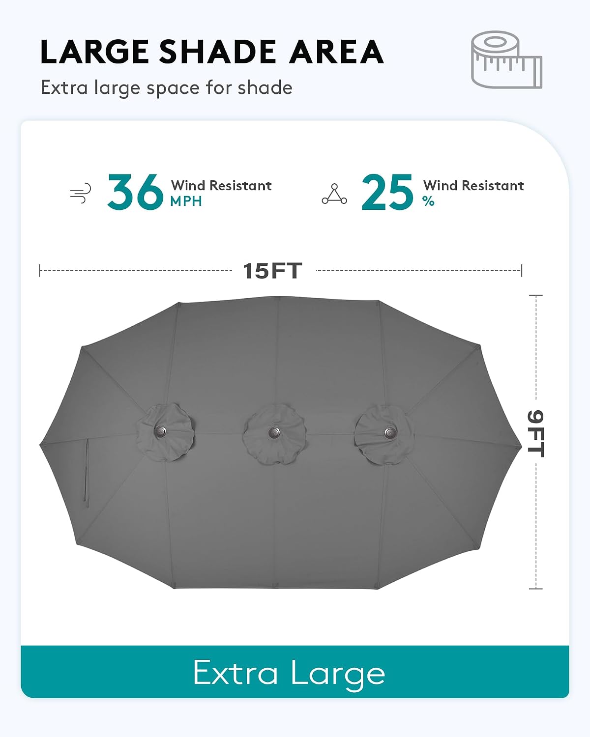 SERWALL 8-Piece Patio Dining Sets with 15FT Double Side Patio Umbrella, Outdoor HDPE Dining Furniture Set with Umbrella Hole Cut-Out Table and 6 Chairs, Black（Umbreall Base not Included）