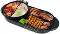 Electric Grill Indoor Hot Pot, Multifunctional Teppanyaki Grill/Hot Pot with Divider Separate Dual Temperature Contral, Capacity for 3-5 People Family Gatherings