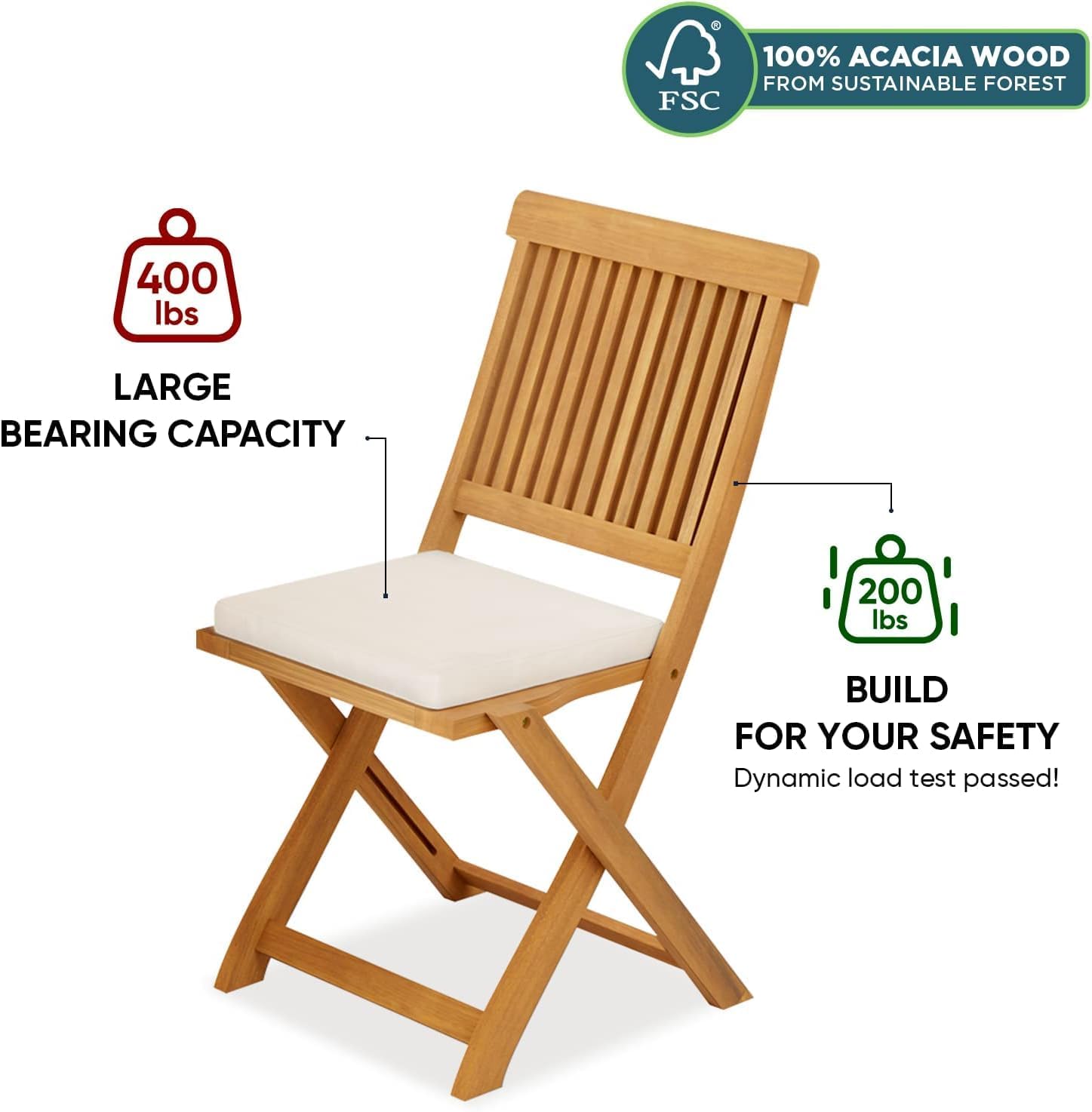 Idzo Heavy Duty 400lbs Capacity Patio Bistro Set 3 Piece Outdoor, Folding Chairs w/Cushion, Round Table - Upgrade 2024