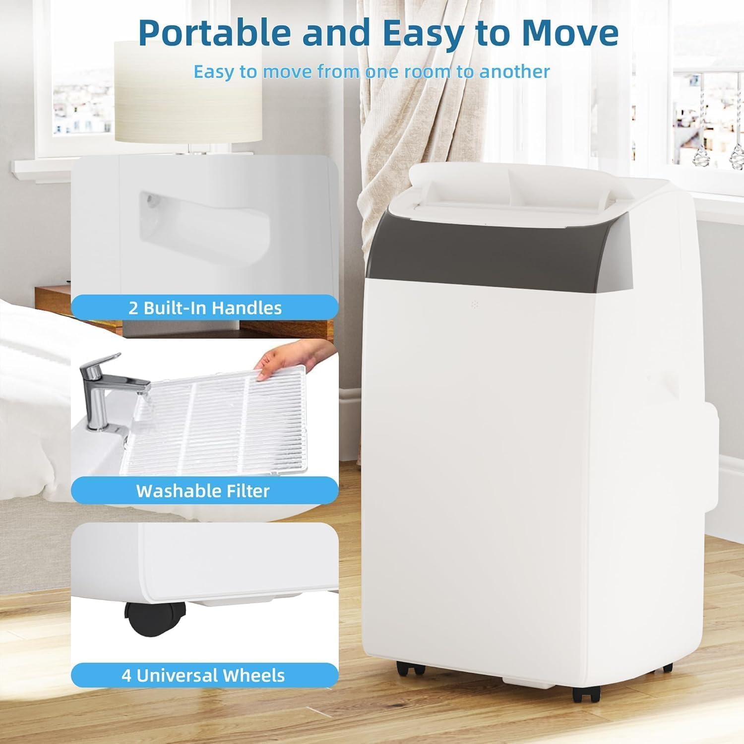 GarveeTech 14000 BTU Portable Air Conditioner for Large Room up to 750 Sq Ft - 3 in-1 AC Unit w/Dehumidifier & Fan, CEER 7.83 Quiet 52dB, Easy Install Kit for Home/Garage/Apartment