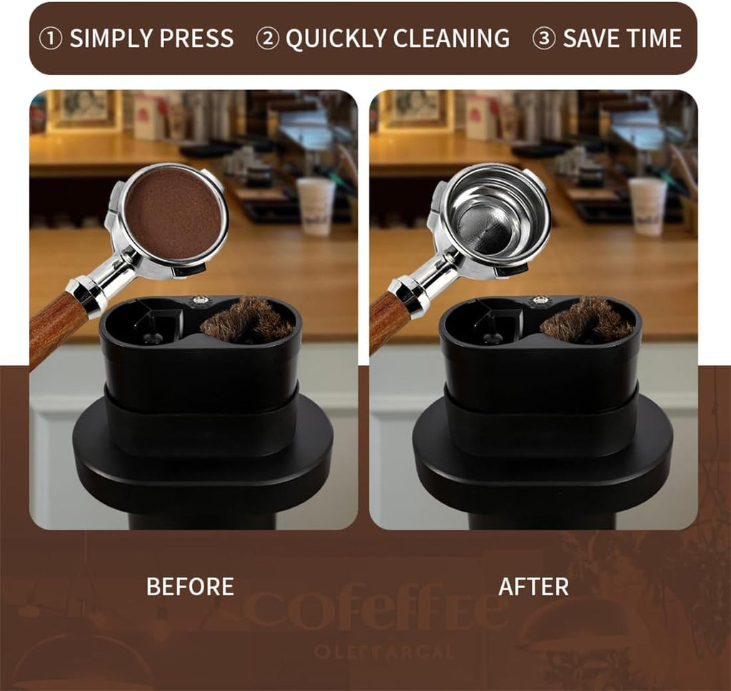 Espresso Portafilter Cleaner Machine Electric - Automatic Portafilters Coffee Puck Sucker Cleaning Brush Machine for Commercial Standing Knock Box Espresso Accessories