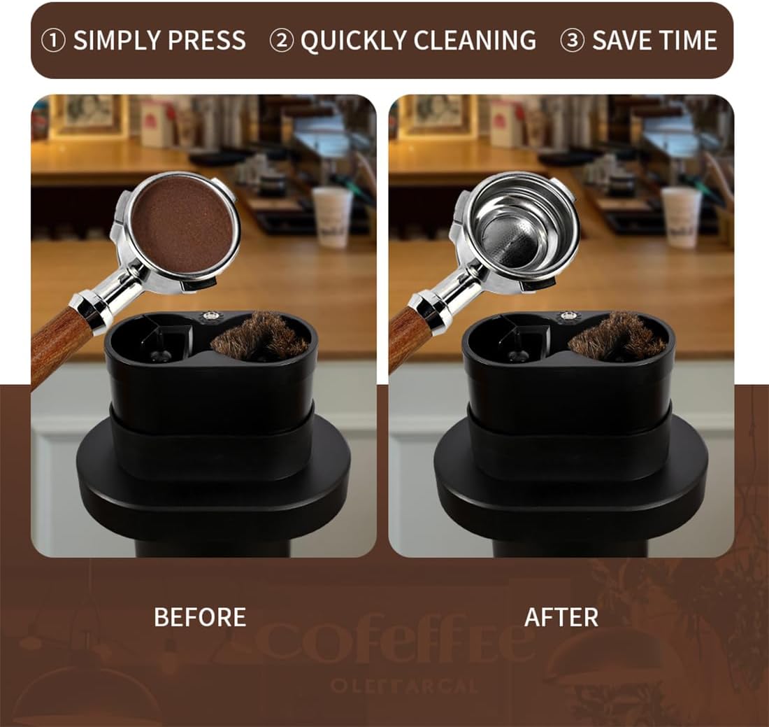 Espresso Portafilter Cleaner Machine Electric - Automatic Portafilters Coffee Puck Sucker Cleaning Brush Machine for Commercial Standing Knock Box Espresso Accessories