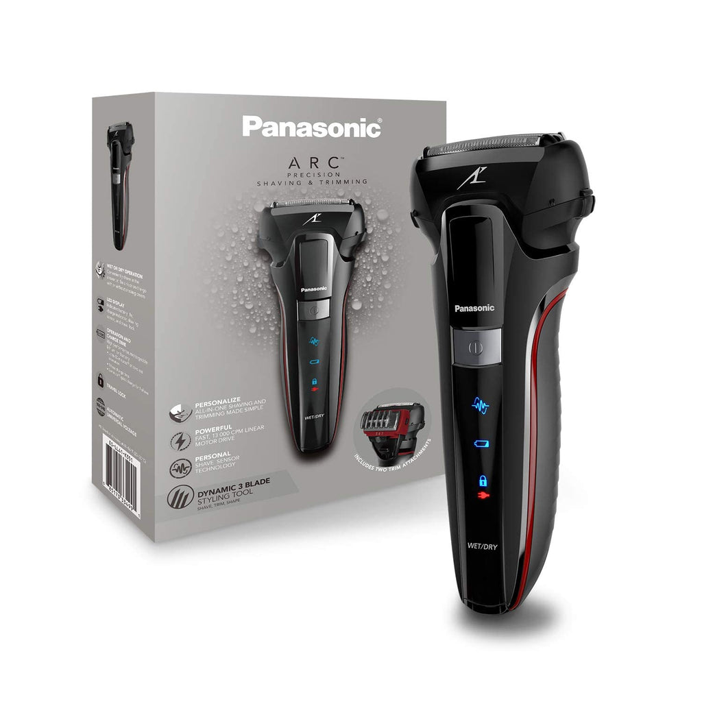 Panasonic Hybrid Wet Dry Shaver, Trimmer & Detailer with Two Adjustable Trim Attachments, Pop-up Precision Detail Trimmer & Shave Sensor Technology, Cordless Razor for Men, ES-LL41-K, Black
