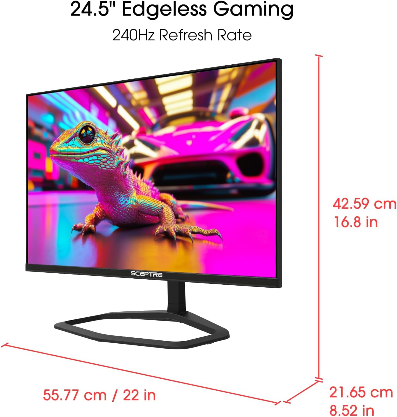 New! Sceptre 24.5-inch Gaming Monitor 240Hz 1ms DisplayPort x2 HDMI x2 100% sRGB AMD FreeSync Premium Build-in Speakers, Machine Black 2026 (E255B-FWD240 Series)