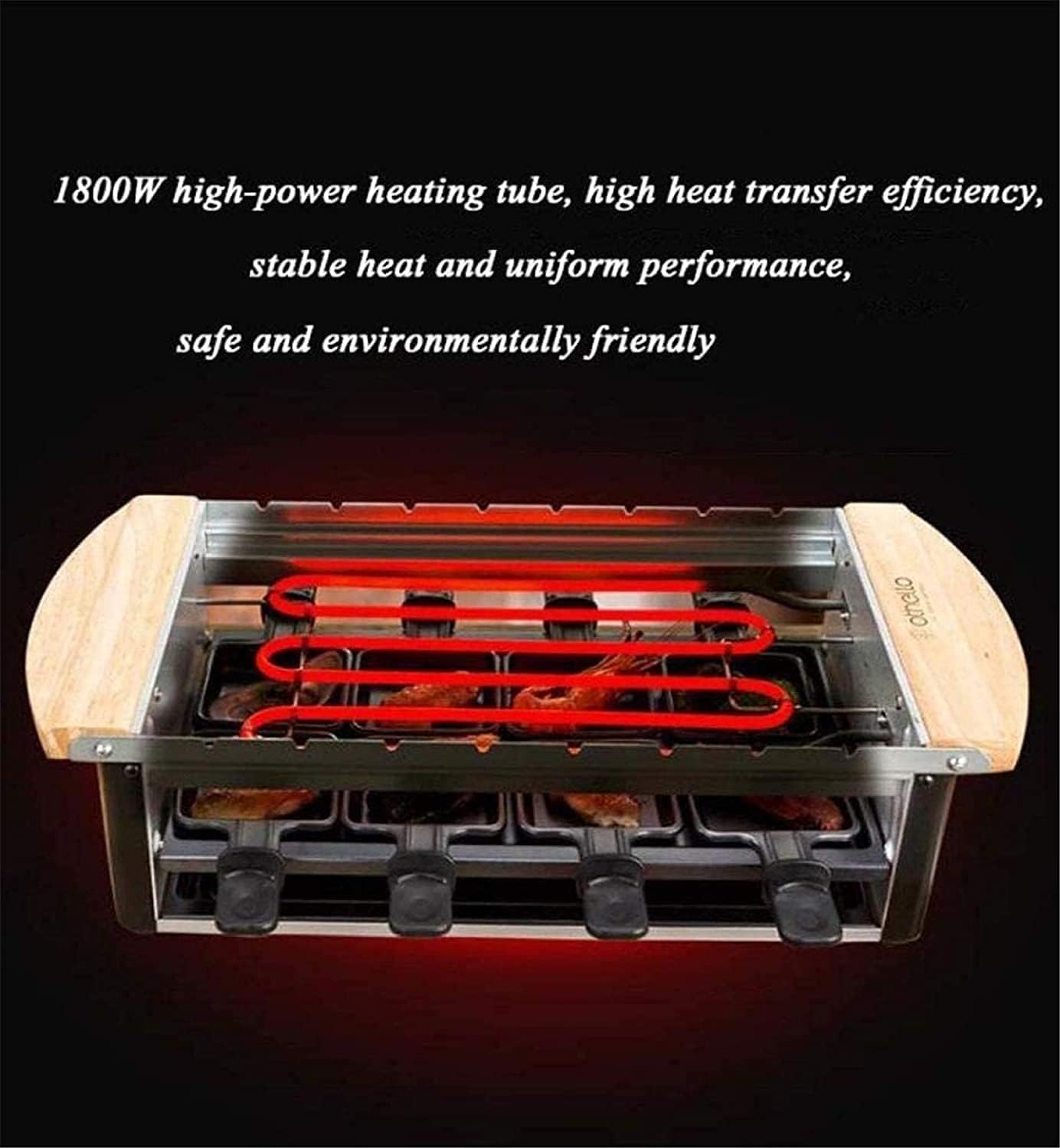 Korean BBQ Grill Electric Smokeless Portable BBQ Indoor Barbecue Grill Water Filled Drip Tray Reduced Odour Smoke, with 8 Baking Pans 1800 W,Portable Nonstick Griddle