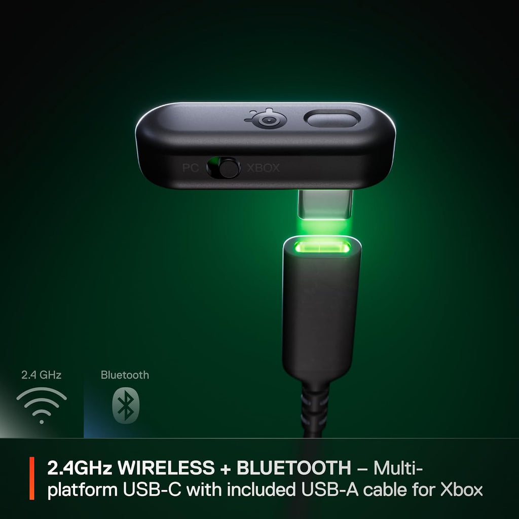 SteelSeries Arctis GameBuds for Xbox/PC/PS5/Switch/Mobile — Quick-Switch 2.4GHz+Bluetooth 5.3 — Active Noise Cancelling — Mobile App — Water Resistant IP55 — 40H Battery with Qi Charging Case - Black
