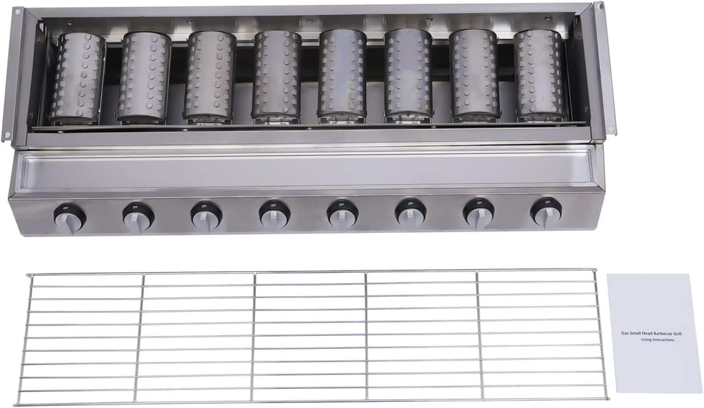 8 Burners BBQ Gas Grill, Commercial Gas Grill Griddle, Gas Indoor/Outdoor Grill BBQ Grill with Temperature Control, Flat Hotplate Smokeless Grill