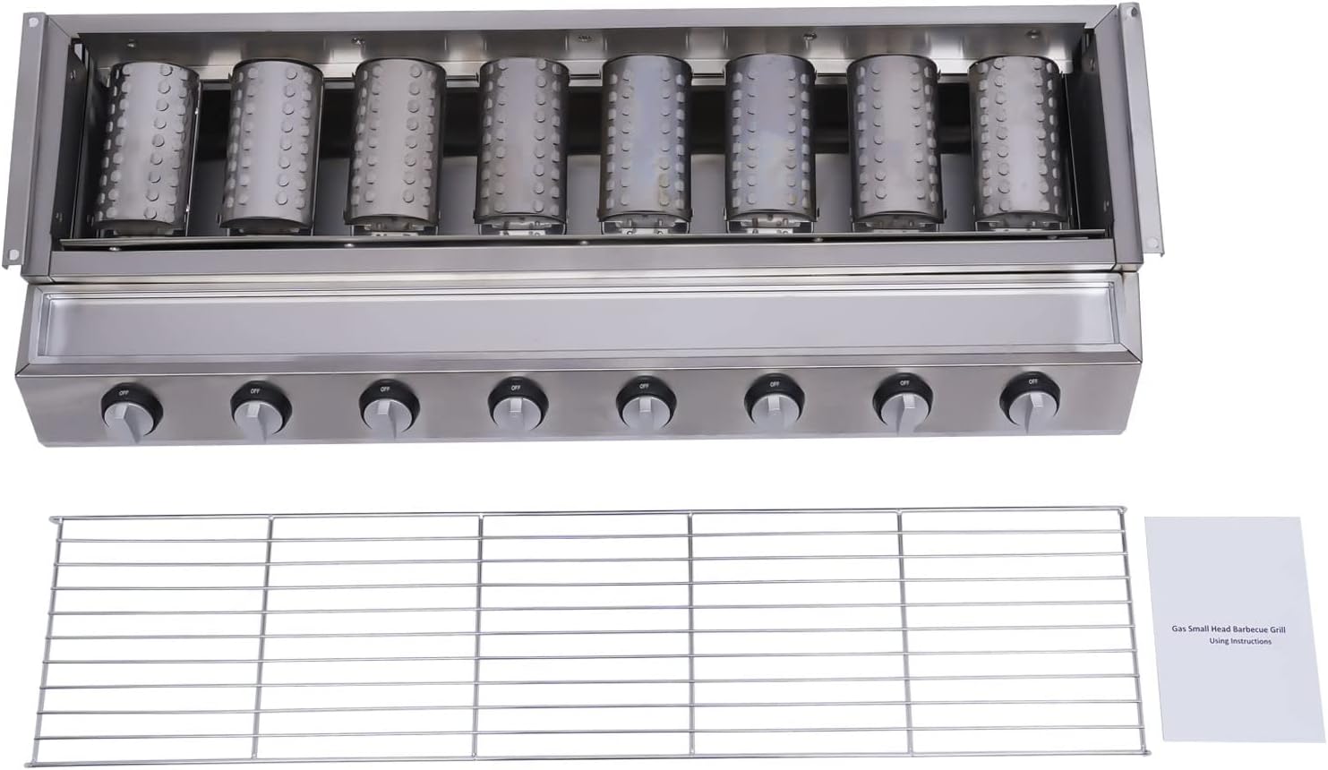 8 Burners BBQ Gas Grill, Commercial Gas Grill Griddle, Gas Indoor/Outdoor Grill BBQ Grill with Temperature Control, Flat Hotplate Smokeless Grill