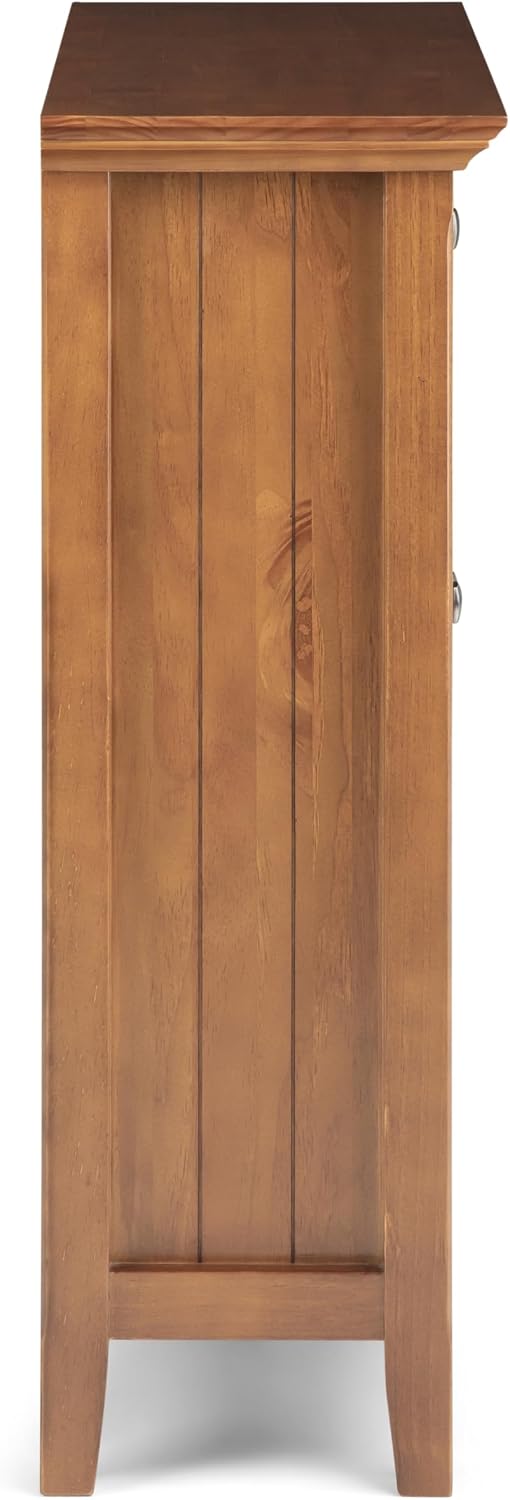 SIMPLIHOME Acadian Storage Cabinet - 36 inch Wide Solid Wood Entryway Storage Cabinet in Light Golden Brown, Transitional Cabinet for Hallway or Living Room with 2 Drawers and Adjustable Shelves