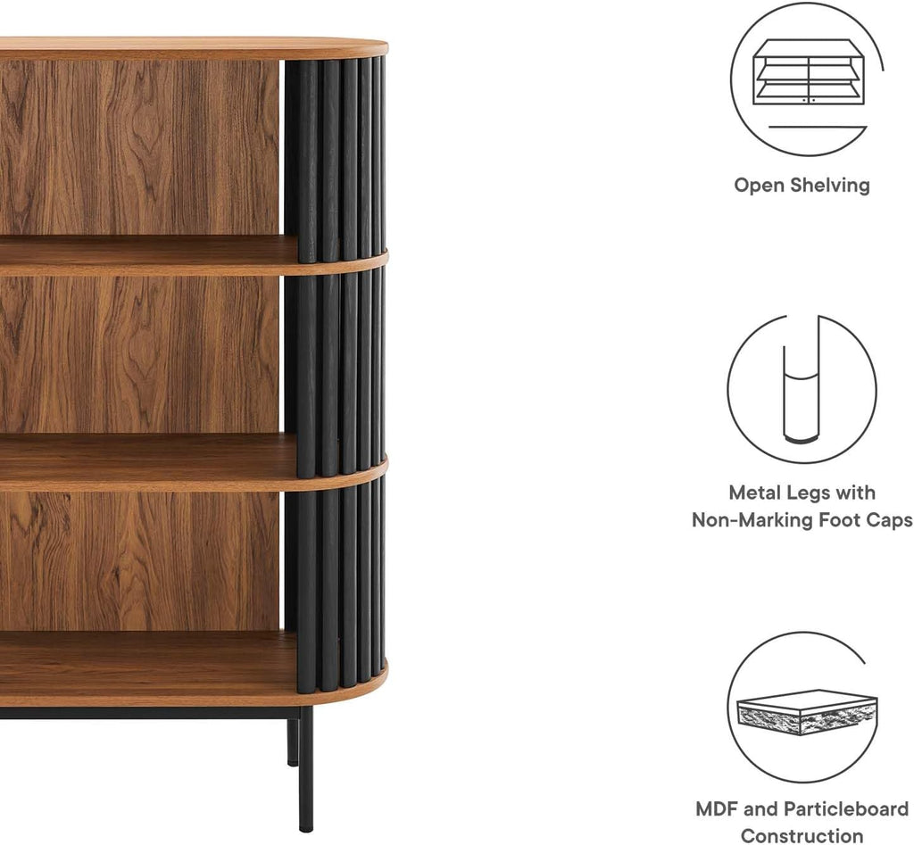 Modway EEI-6524-WAL-BLK Fortitude Three Tier Display Cabinet, Walnut Black