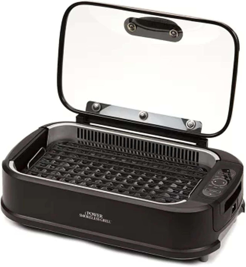 Smokeless Indoor Electric Grill With Tempered Lid Interchangeable Griddle Plate OPEN BOX