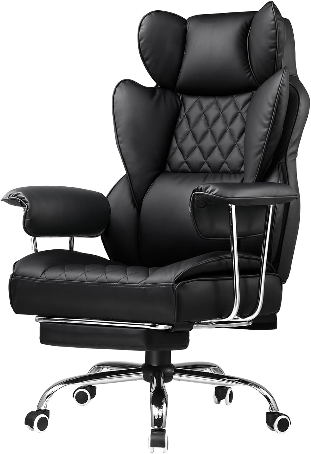 GTPLAYER Gaming Chair,Office Chair with Pocket Spring Lumbar Support, Ergonomic Comfortable Wide Office Desk Computer Chair with Outward Fixed Soft Armrests and Footrest (PU Leather, Black)