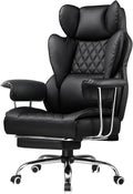 GTPLAYER Gaming Chair,Office Chair with Pocket Spring Lumbar Support, Ergonomic Comfortable Wide Office Desk Computer Chair with Outward Fixed Soft Armrests and Footrest (PU Leather, Black)