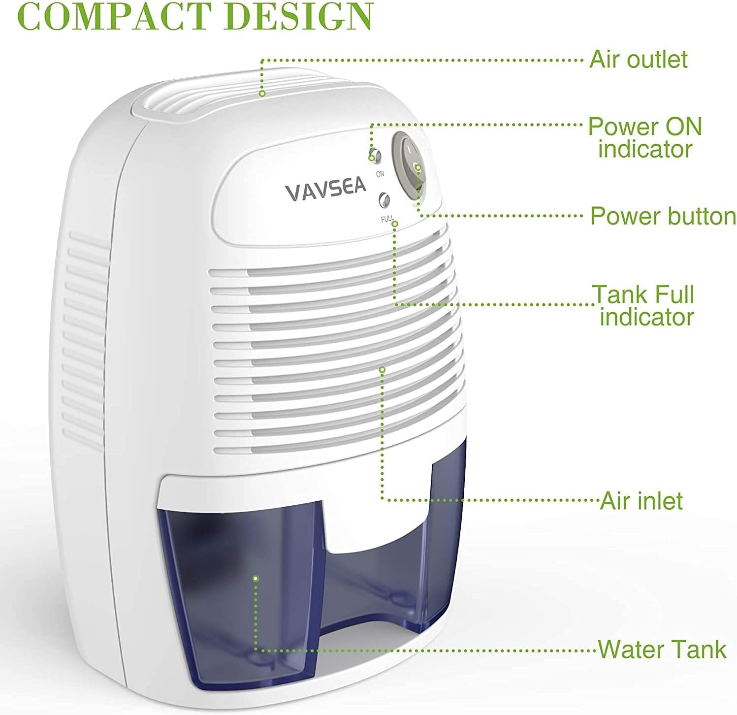 Dehumidifiers 500ml (17oz) Capacity, Compact and Portable Mini Air Dehumidifiers with Quiet and Auto-Off Function for Removing Moisture in Home, Kitchen, Bedroom, Bathroom, Wardrobe Mini Fan