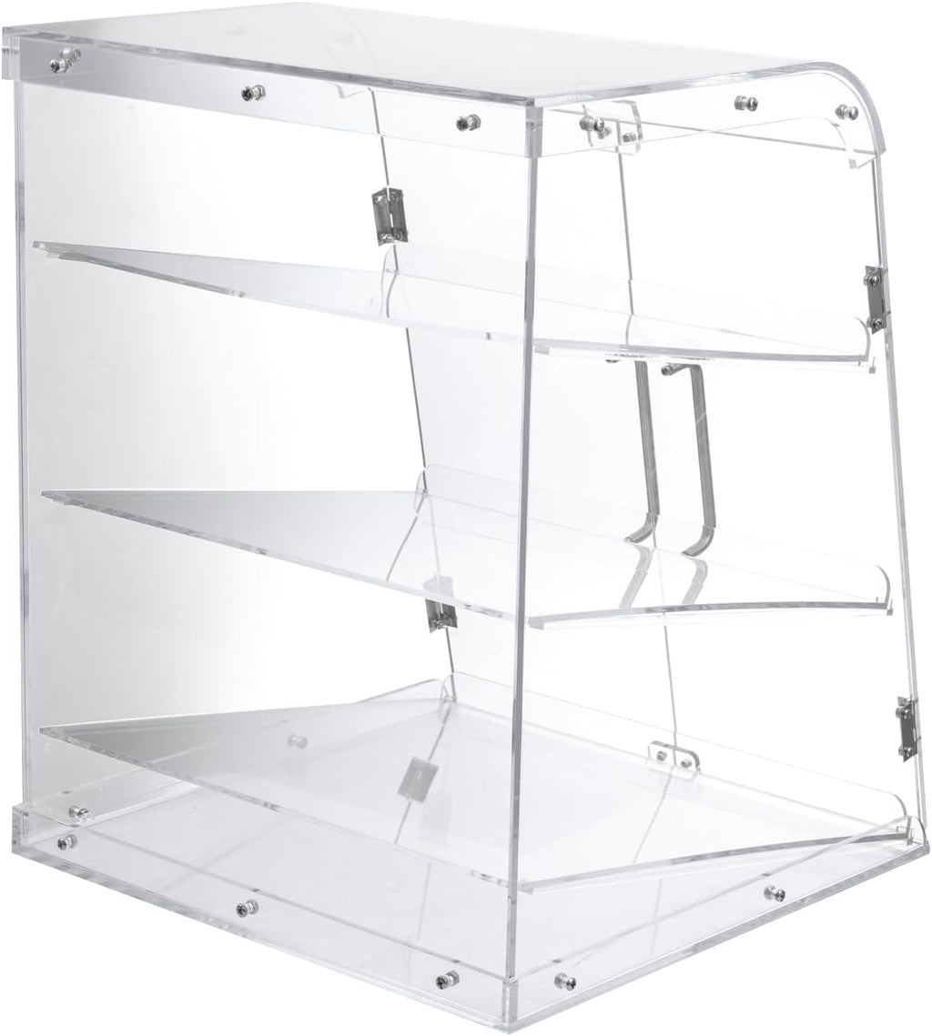 Pastry Display Case,Cookie Display, Professional-Grade Retail Bakery Display Case,3 Tier Premium Clear Acrylic Bread Box,with Removable Trays and Magnetic Rear Doors for Home or Commercial Use