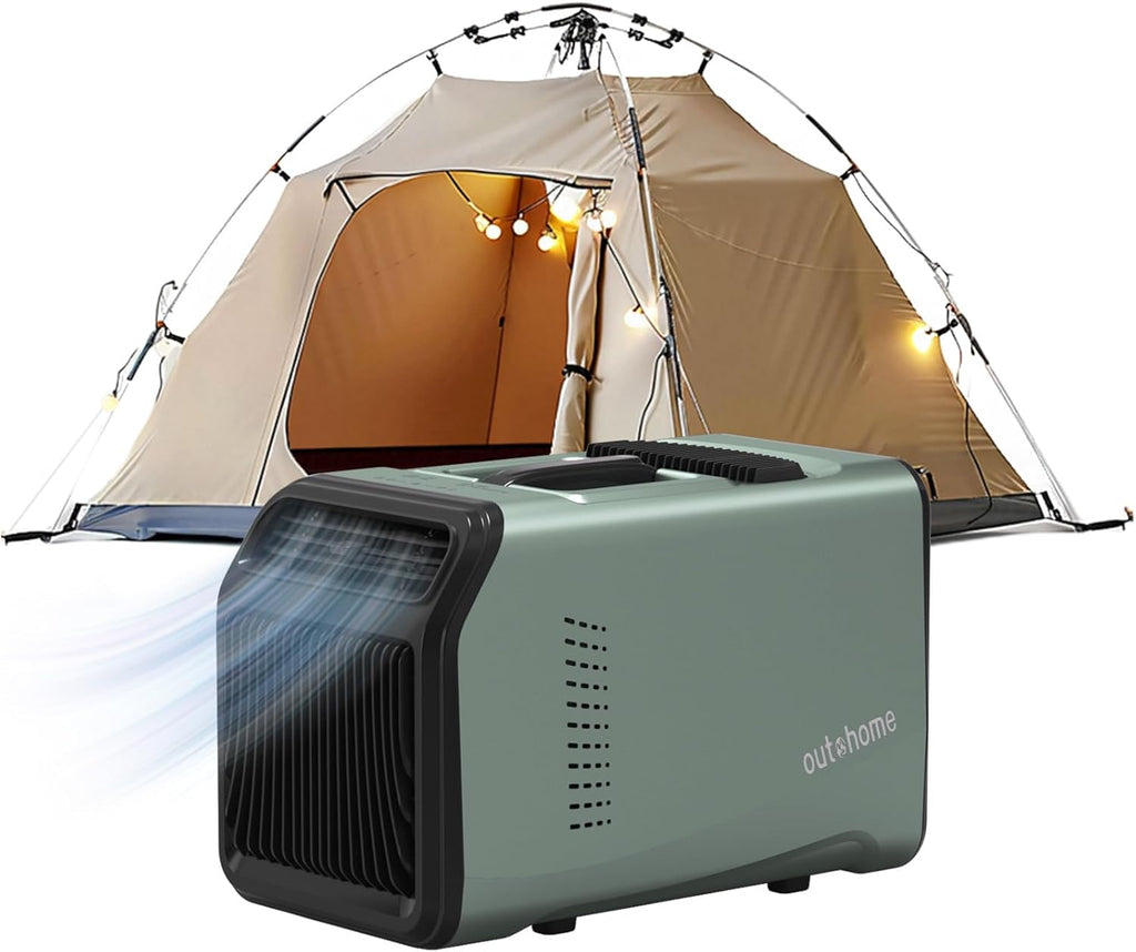 OUTOHOME Tent Air Conditioner, 5100 BTU AC110V Quiet 4-in-1 Free Standing Cooling Portable AC Camping for rooms up to 200 sq ft, 24h Timer for Camping Tent, Truck, Outdoor or Home Use
