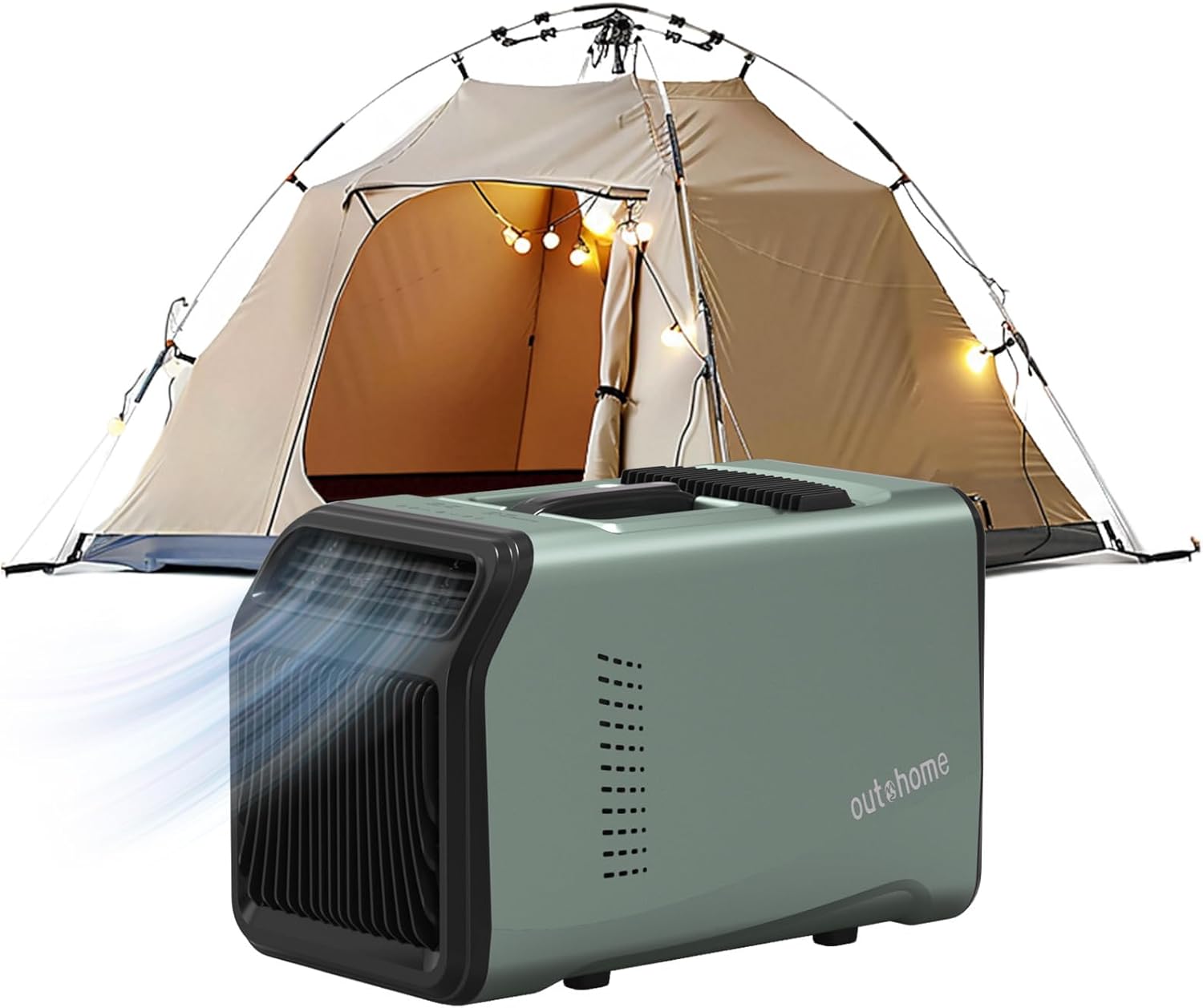 OUTOHOME Tent Air Conditioner, 5100 BTU AC110V Quiet 4-in-1 Free Standing Cooling Portable AC Camping for rooms up to 200 sq ft, 24h Timer for Camping Tent, Truck, Outdoor or Home Use