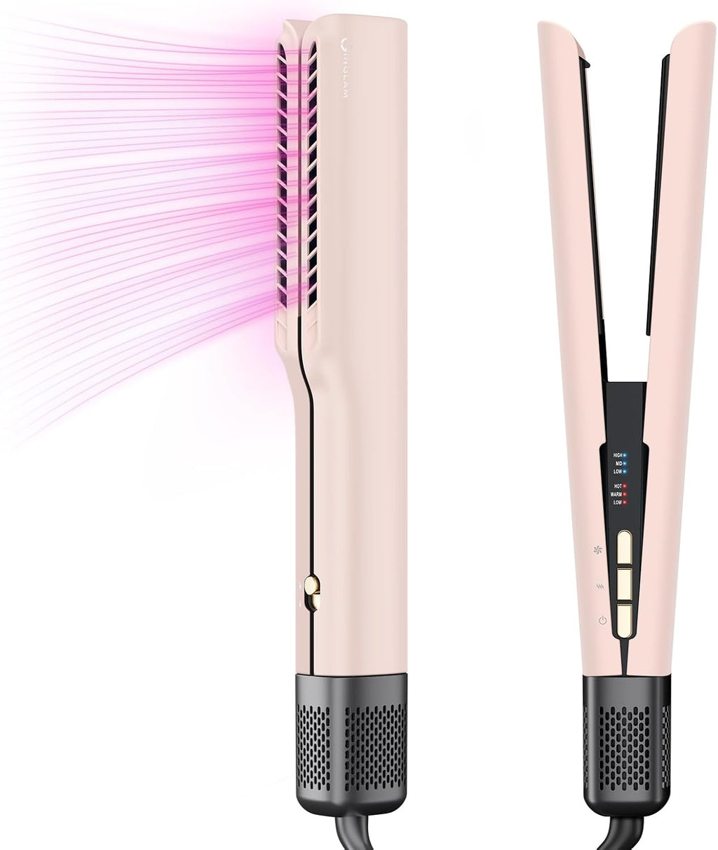 IG INGLAM Air Straight, Style from Wet Hair, 200M Ionic Hair Dryer Straightener for Medium Long Length(14'-30'), Straightener and Dryer 2 in 1, Fast Drying and Straightening in One Step, Pink