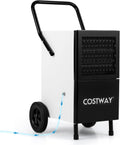 COSTWAY 189 Pints Commercial Dehumidifier with Pump, 3.3Ft Drain Hose & Wheels, Industrial Dehumidifier for Basement, Warehouse, Job Sites & Large Space Up to 7,500 Sq.Ft