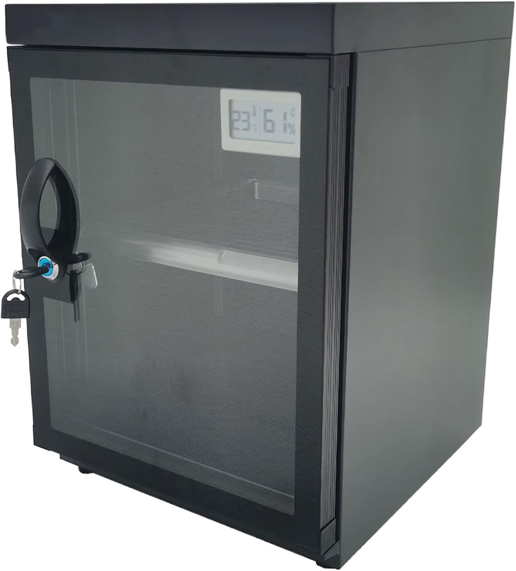 INTBUYING Camera Lens Dry Cabinet 30L Electronic Dry Cabinet for Camera Lens Storage with Lock 2 Layers Intelligent Temperature Humidity LED Screen Noiseless