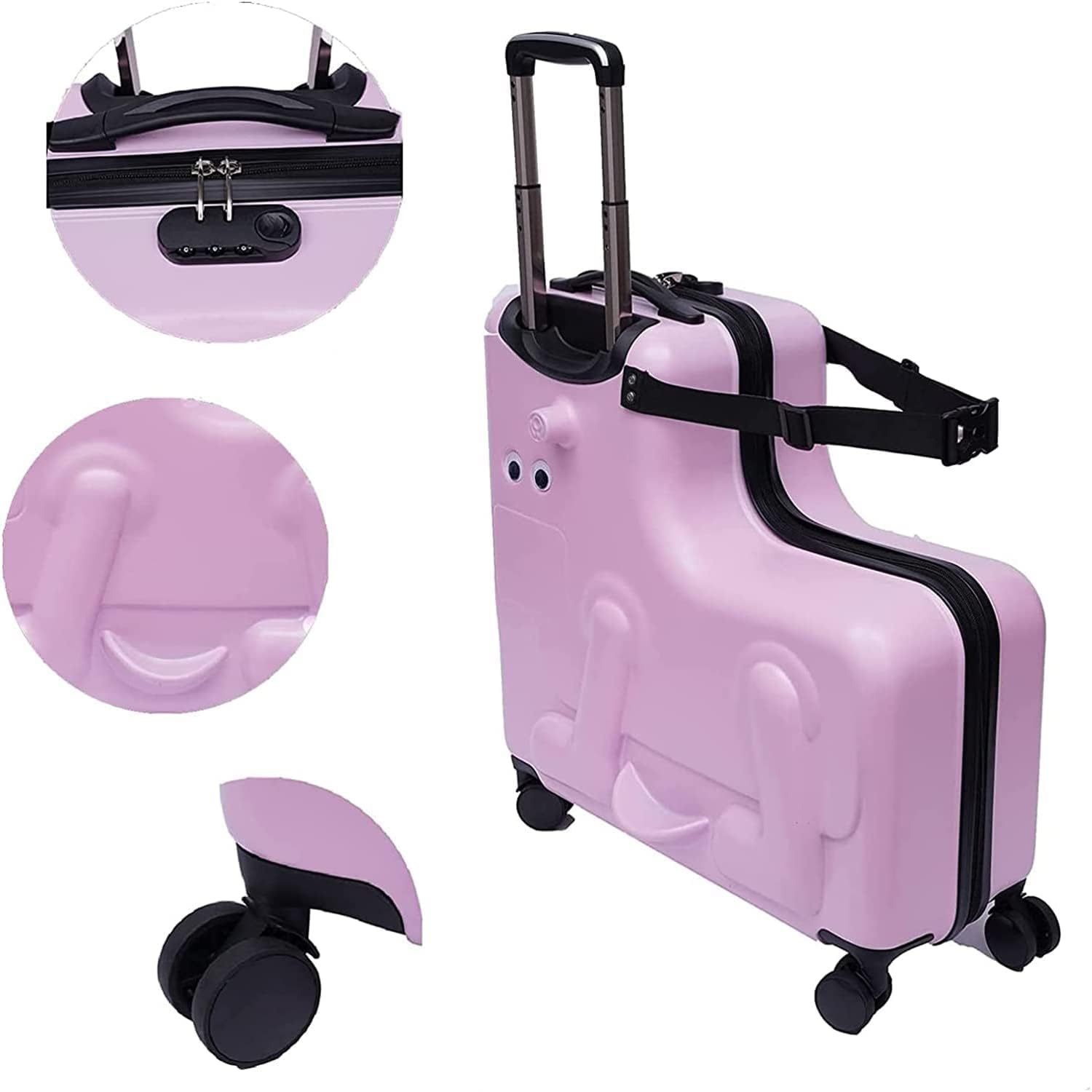 DNYSYSJ 24 Inch Children's Ride-On Suitcase, Trolley with Universal Wheel, Waterproof Unisex Boys Girls Travel Case with Lock, Rideable Luggage, ABS+PC, Aged 6-12 Years Old