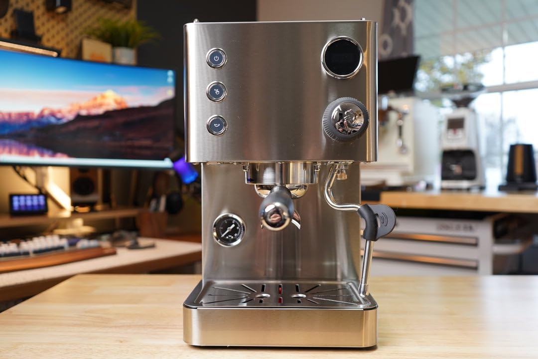 Turin Legato Espresso Machine | 58mm Portafilter, PID Temperature Control, Dual Boiler-Thermoblock System, Stainless Steel, Black, or White (Stainless Steel)