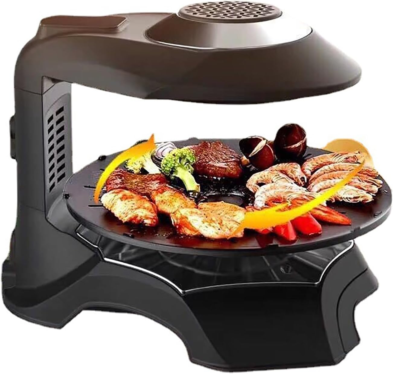 Electric Grill, Electric Smokeless Indoor Grill Machine, 1~80 Minutes/80-280°C Adjustable/360° Automatic Rotation and Non-Stick, for Restaurants, Stalls