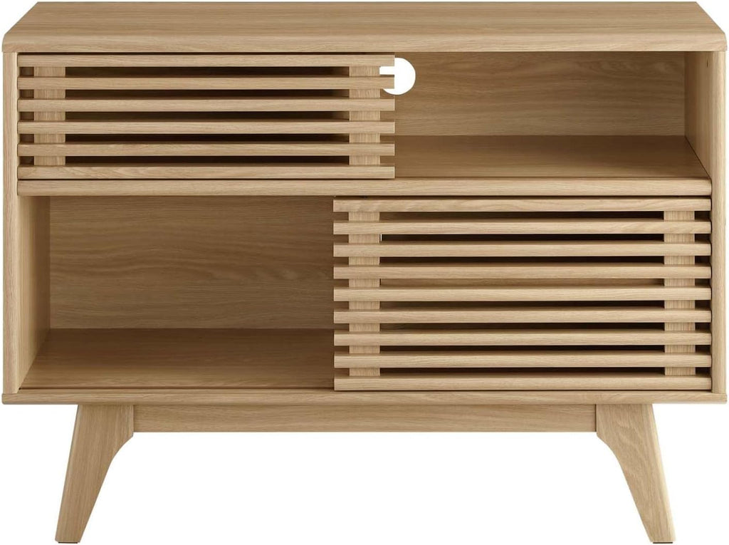 Modway Render Mid-Century Modern Two-Tier Display Stand in Oak