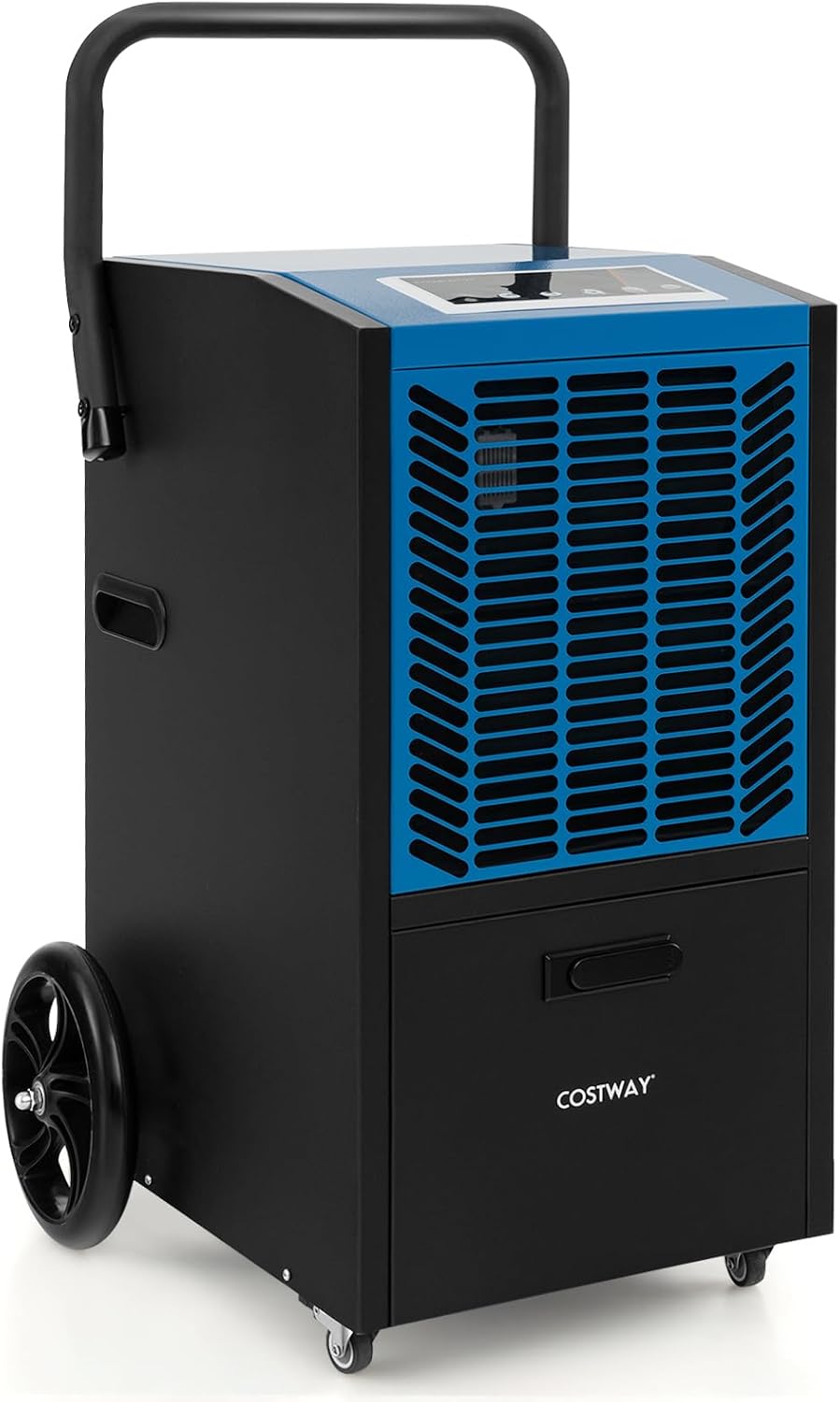 COSTWAY 163 Pints Commercial Dehumidifier, 4500 Sq.Ft Crawl Space Dehumidifier with Pump & Drain Hose, 24H Timer, for Basement, Warehouse, Job Site (Blue)