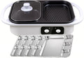 Portable Electric Grill And Hot Pot, Non-Stick And Electric Frying Pans With Divider 2-in-1 Barbecue Contact Grills With Temperature Control, Griddle For Food Commercial,White
