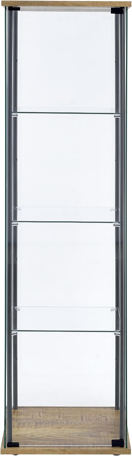 Coaster Home Furnishings - Bellatrix - Glass - 3-Shelf Curio Cabinet with Metal Frame, One Door, and Black Hardware - Living Room - 64-Inch - Mango - 950172MGO