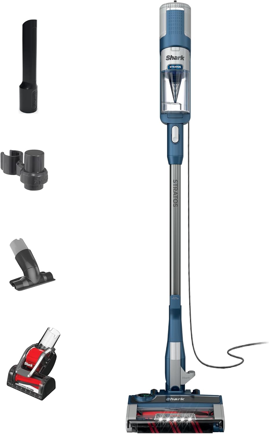 Shark HZ3002 Stratos Ultralight Corded Stick Vacuum with DuoClean PowerFins HairPro, Self-Cleaning Brushroll, & Odor Neutralizer Technology, Navy