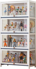 Showcase Display Cabinet 4 Tier Curio Display Cabinet Shelves with Acrylic Door Curio Display Cabinet,Collectibles Toy Organizers Rack & Display Shelf Storage Cabinets and Bookcase