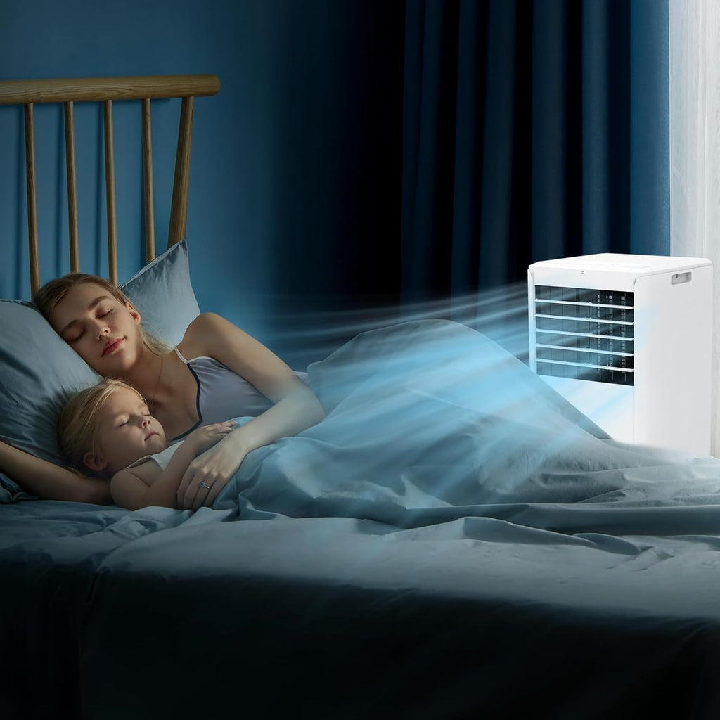 Portable 8000 BTU Air Conditioner with Dehumidifier & Fan – Cools Rooms Up to 300 Sq.Ft, Includes Remote Control for Bedroom, Kitchen, or Office