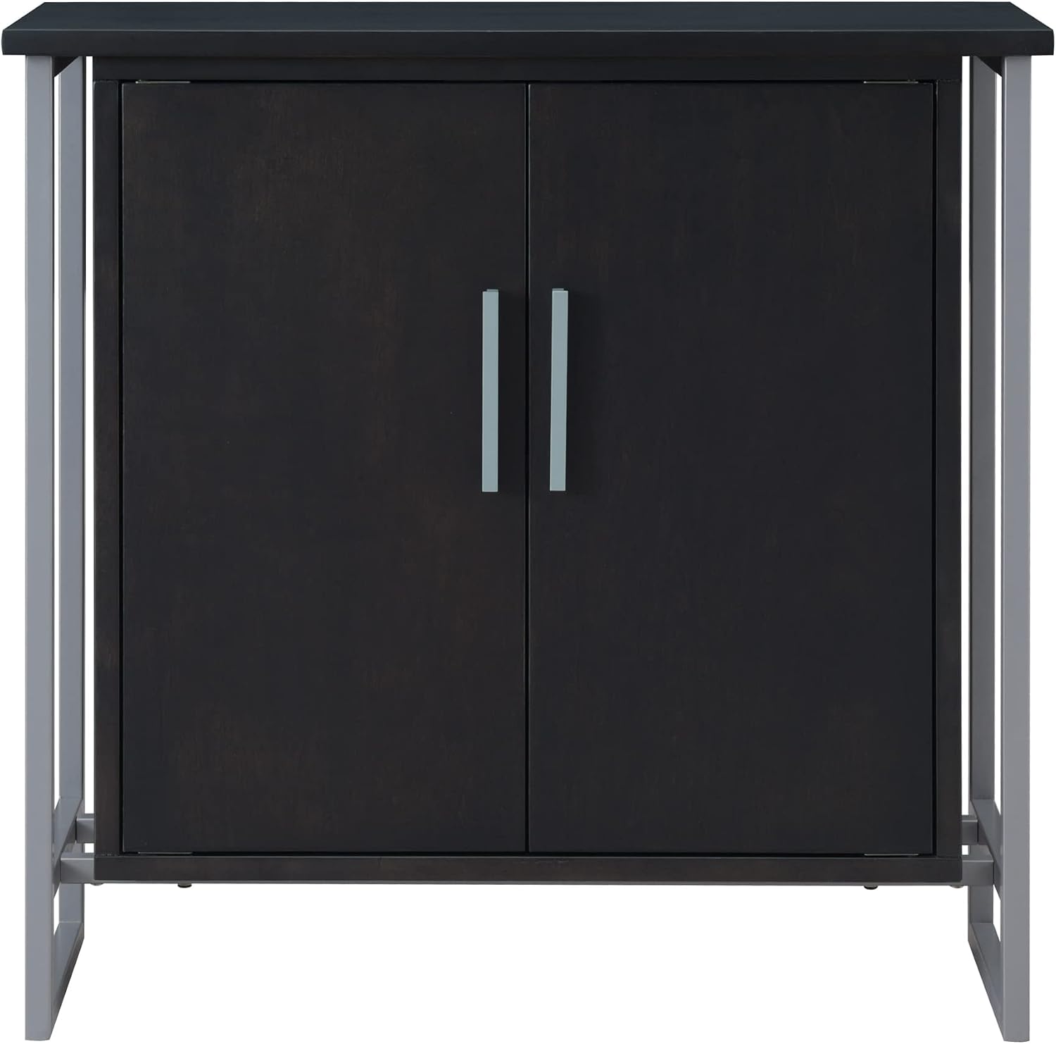 Leick Home 10140-BLKNK Talia Mixed Metal and Wood Foyer Cabinet with Adjustable Shelf for Entryway, Hallway, Bedroom, Living Room, Black/Satin Nickel